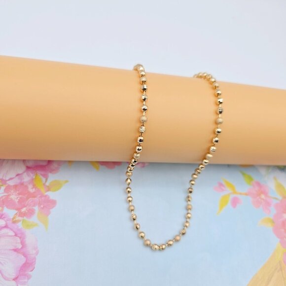 "rose Gold Beaded Ball Chain Necklace, 20 Inch, Gold Plated Brass, XPNL0106 - Picture 6 of 12